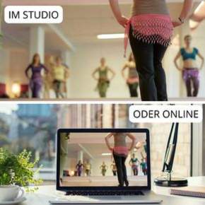 Im Studio oder online – Landingpage Startmonat – Foto: Sabuas Lichtraum Teilnahme in Präsenz oder online? OT pur - Move your Belly - Foto: Sabuas Lichtraum